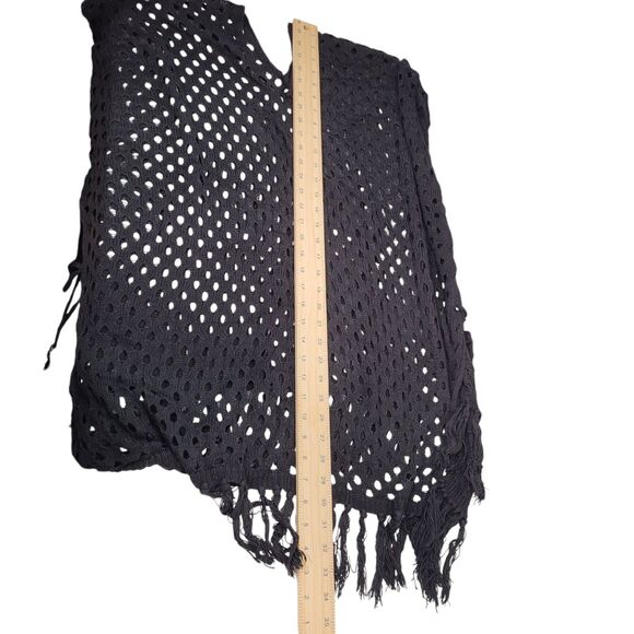 Women Crochet Beach Cover Ups Swimwear Fringe Hem Beach Dress Black One Size - Picture 9 of 9